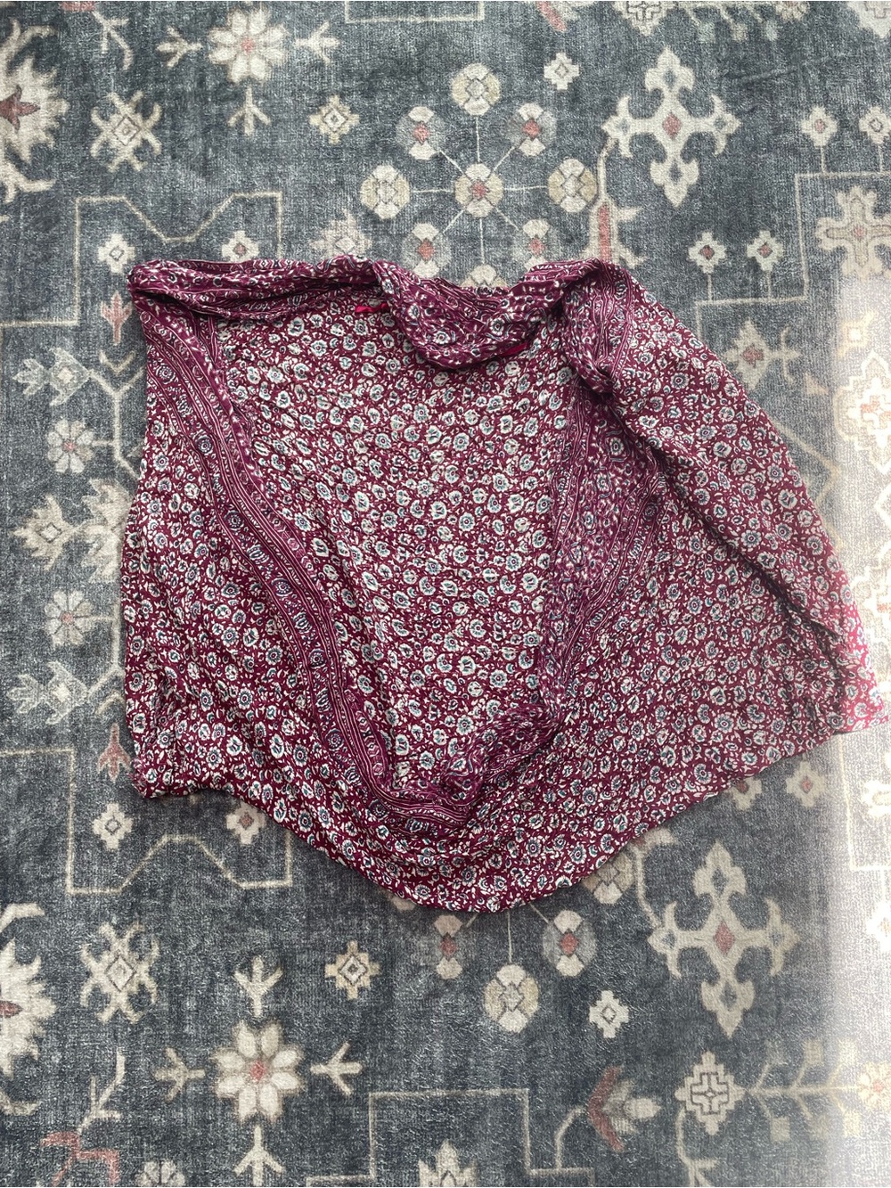 American Eagle Outfitters Burgundy Floral Print Kimono Cardigan